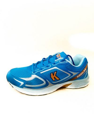 deportivas hombre azul y naranja cordones