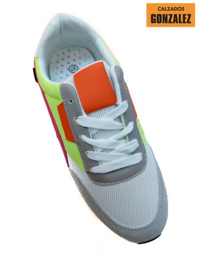 deportivos mujer blancos colores cordones
