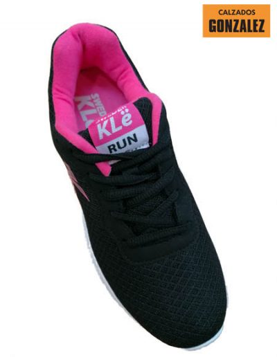 playeros mujer negro rosa cordones