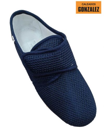zapato ancho velcro azul señora comodos pies delicados