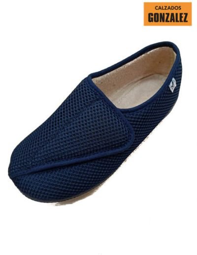 zapato señora pies delicados azul velcro